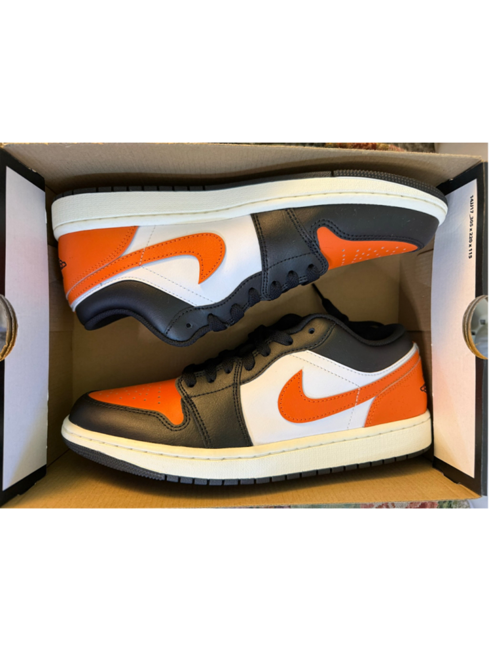 Men's Jordan 1 Low Sneakers Size 9.5 Black and Orange